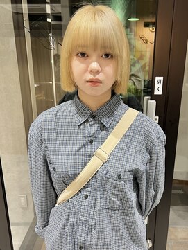 ラミエバイメルト 下北沢(lamie by melt) 村上/ブロンドベージュ金髪ブリーチ切りっぱなしボブ20代10代