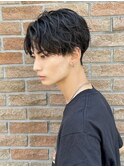 ツーブロックマッシュパーマソフトツイストセンターパート