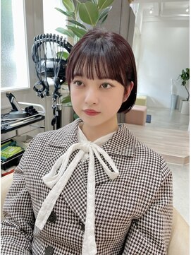 ロンドネートゥル 新潟(Lond naitre) ラベンダーピンクの切りっぱなしボブ(新潟/万代)