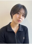 小顔 大人ショート 似合わせカット オリーブベージュ ヘアカラー