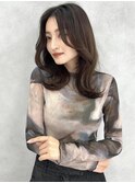 髪質改善韓国風ミディアムカーキベージュ/髪質改善縮毛矯正