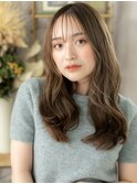 カーキグレージュ顔回りレイヤーこなれロングc7志木20代30代40代