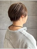 白髪ぼかしハイライト マロンベージュカラー ショートボブ 30代