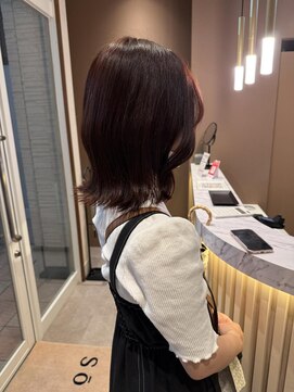 スーリール 小倉店(Sourire) 韓国風外ハネボブ☆レッドブラウン☆20代