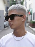 MEN'S/クロップ×ホワイトシルバー/フェード/ブリーチ/短髪