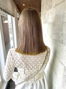 ミルヘアデザイン(mil hair design) ミルクティーベージュ 裾イエロー