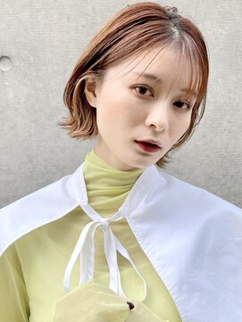 ネリー 銀座(NERIE) くびレイヤーエモージュ前髪パーマグレーベージュレイヤーボブ