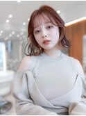 ミディアムレイヤー/大人可愛い/髪質改善/シースルーバング