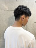 メンズパーマ ツーブロック スパイキーショート センターパート