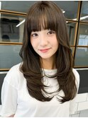レイヤーロング20代30代40代大人可愛い毛先ワンカール後れ毛