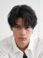 フィフス(fifth) 原宿フェザーパーマメンズカットセンターパート韓国コンマヘア