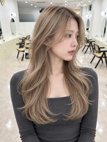モト 船橋(moto)&nbsp;韓国ロングレイヤーミルクティーベージュ顔周りハイトーン船橋