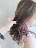 インナーカラー_毛先パーマことりベージュウォーターフォール