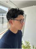 刈り上げパーマ×アップバング