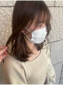大人かわいい/レイヤーロング/グレーベージュ/前髪パーマ/我孫子