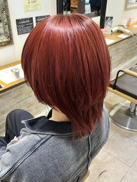 ネオリーブカップ 町田店(Neolive capu) ウルフスタイル * レッドカラー【町田/ブリーチ/暖色】