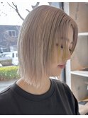 ダブルカラーミルクティーベージュカラーケアブリーチ韓国ボブ