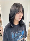 ミディアム顔周りレイヤーおくれ毛前髪万代新潟
