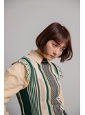 アッシュグレーボブ ミルクティーベージュハンサムショート