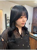 ブリーチなし　ブルーブラックカラー