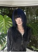 シャギーカット/青髪/デザインカラー/シャギーウルフ/レイヤー