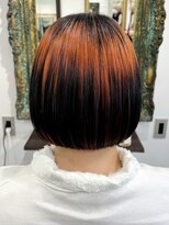 ルネラトーキョー(RUNERA TOKYO) ボブ デザインカラー オレンジ 切りっぱなしボブ