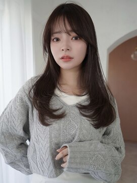 アンジェリカ 大和八木店(ANGELICA) ANGELICA 顔まわりレイヤー ダークブラウン 流しバング