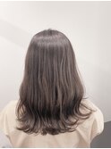 小顔セミウェットウェーブピンクベージュハイライトカラー