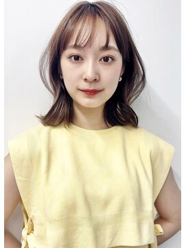 ガーデン オオタカノモリ(garden otakanomori) 20代30代40代斜めバング×グレージュカラー×大人外ハネミディh