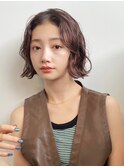 ハイトーンベージュシースルーショートボブミニボブグレージュ