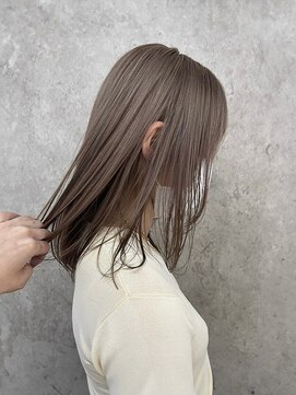 サンク 原宿 表参道(cinq) ブリーチなしダブルカラーミルクティーベージュミディアムボブ