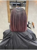 バレイヤージュ、ハイライト、レイヤーロング、グレーベージュ
