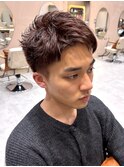 メンズカラー　ベリーショート　ニュアンスパーマ