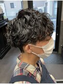 波巻きスパイラル 波巻きパーマ マッシュ ツーブロック メンズ