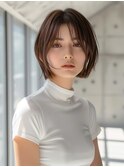 ナチュラルボブミニウルフチェリーブラウン20代30代40代50代
