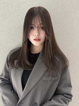 グレージュ/暗髪カラー/ブリーチ無し/トリートメント