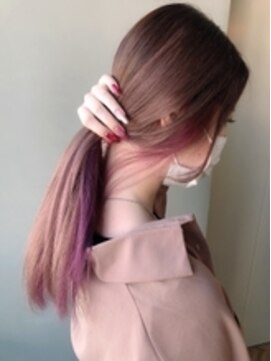 リノショアーズ ショウナン 辻堂店(RinoShores SHONAN) 【インナーカラー+ケアブリーチ】ピンクバイオレット/ロング