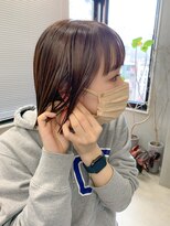 テトヘアー(teto hair) 切りっぱなしボブ、ワイドバング、ミルクティベージュ、透け感