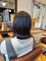 ボブ×艶オリーブブラウン