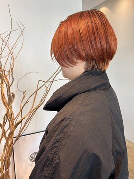 フェンヘアーアイス 中目黒(Fen.hair ici) 大人可愛い美人オレンジブラウン似合わせショートボブ
