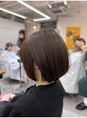 柔らかオリーブブラウン×ボブ