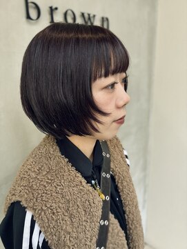 ブラウン(Brown) ボブ×レイヤー×アンバーブラウンカラー