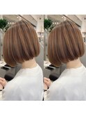 フレンチボブ　シークレットハイライト　ハイトーン　縮毛矯正