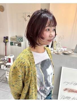 シティー(sity) 顔まわりウルフショート×カシスピンク(いわき美容室)