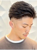 無造作メンズベリーショート☆ツーブロックアッシュブラウン