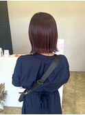 チェリーレッドカラー×切りっぱなしボブ*