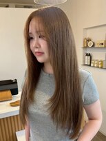 ミルヘアデザイン(mil hair design)&nbsp;ミルクティーベージュカラー　ケアブリーチカラー　ミディアム