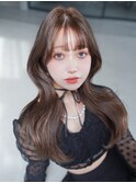 暗めカラー韓国ヘア顔周りレイヤーロング_F20934