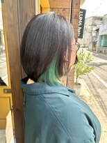 ルーナヘアー(LUNA hair)&nbsp;ボブ　インナーカラー　グリーン