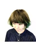 [prankster]毛先グリーンのツーブロックボブ